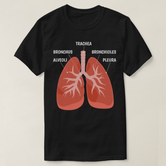 生物学先生解剖学的図呼吸器系 Tシャツ (デザイン正面)
