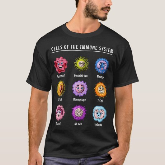 生物学免疫システム細胞 Tシャツ (正面)