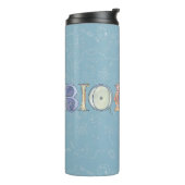 生物学図とタイポグラフィ青 タンブラー (回転左)