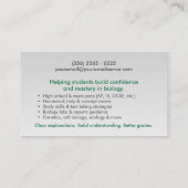 生物学理科指導サービス – 先生 名刺 (裏面)