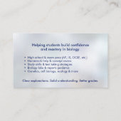 生物学理科指導サービス – 先生 名刺 (裏面)