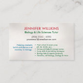 生物学理科指導サービス – 先生 名刺 (裏面)