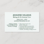 生物学理科指導サービス – 先生 名刺 (裏面)