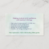 生物学理科指導サービス – 先生 名刺 (裏面)