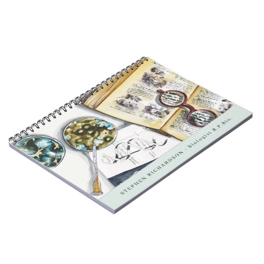 生物学生物学者サイエンティスト水の色モノグラム ノートブック (左側)