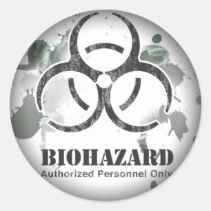 生物学的災害［有害物質］のステッカー ラウンドシール