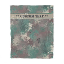 生物学的災害［有害物質］ウッドランド迷彩柄付き/文字フリースブランケット