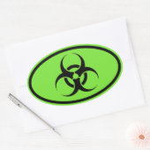 生物学的災害［有害物質］シンボルグリーン楕円の車のシール 楕円形シール (封筒)