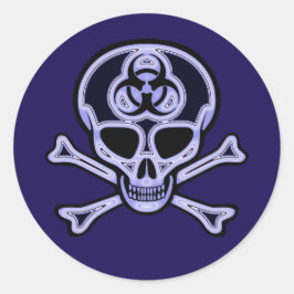 生物学的災害［有害物質］スカルとクロスボーンシール ラウンドシール