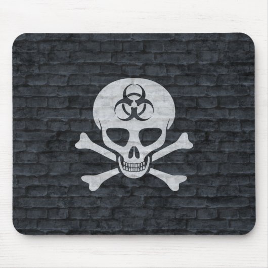 生物学的災害［有害物質］スカル（グレーレンガ付き） マウスパッド (正面)
