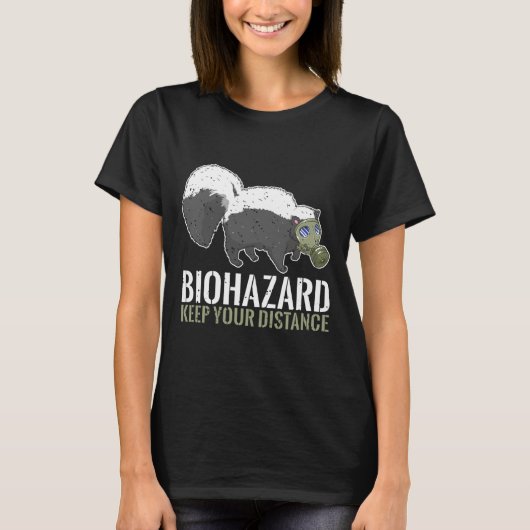 生物学的災害［有害物質］保距離スキおもしろいンク動物愛好家 Tシャツ (正面)