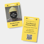 生物学的災害［有害物質］業界 – 黒（黄色の背景ID） バッジ (正面＆裏面)