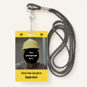 生物学的災害［有害物質］業界 – 黒（黄色の背景ID） バッジ (正面ランヤード)