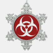 生物学的災害［有害物質］記号 スノーフレークピューターオーナメント (正面)