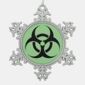 生物学的災害［有害物質］記号 スノーフレークピューターオーナメント (正面)