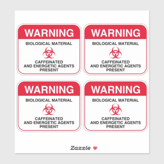 生物学的災害［有害物質］警告カフェインのシール（丸） シール (シート)