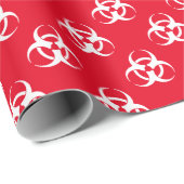 生物学的災害［有害物質］赤と白シンボルの折り返し紙 ラッピングペーパー (ロールコーナー)