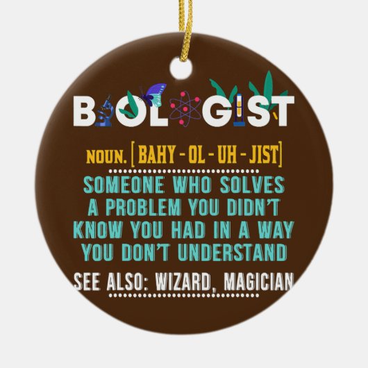 生物学者おもしろいによる生物学先生 セラミックオーナメント (正面)