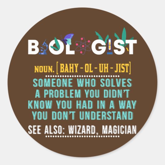 生物学者おもしろいによる生物学先生 ラウンドシール (正面)