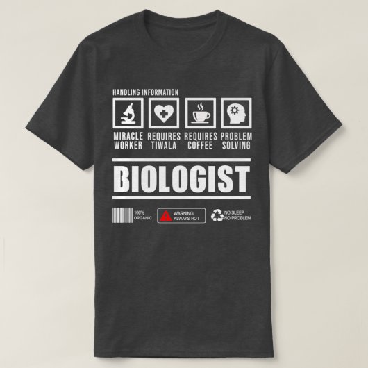 生物学者取扱情報ギフトデザイン Tシャツ (デザイン正面)