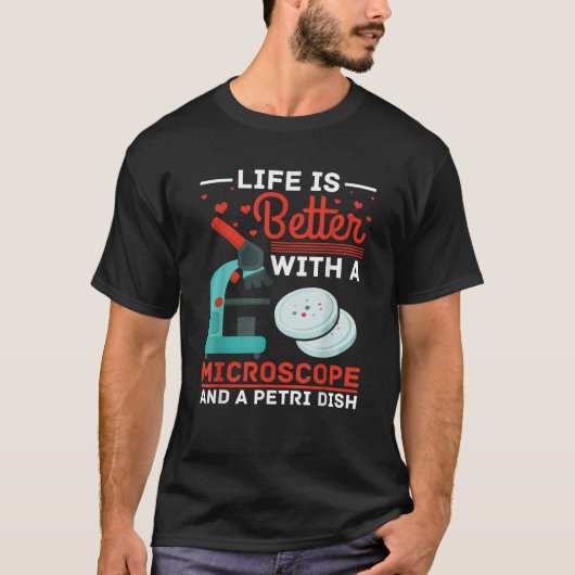 生物学者 ライフサイエンス 顕微鏡 分子生物学 Tシャツ (正面)