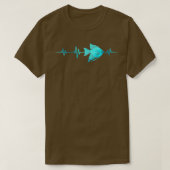 生物学飼育係のハートビート釣り用魚 Tシャツ (デザイン正面)