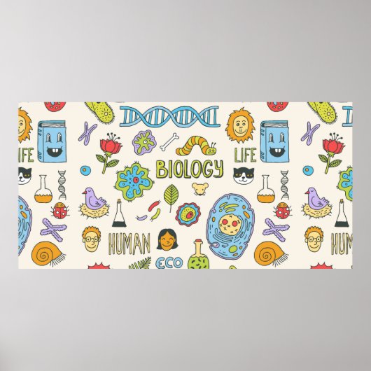 生物学。手書き。ヴィンテージイラストレーション。 ポスター (正面)