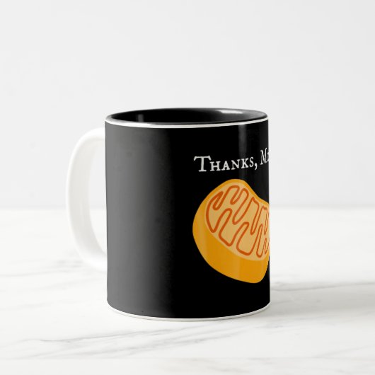 生物学t、ミトコンドリア、感謝してい母、科学 ツートーンマグカップ (正面左)