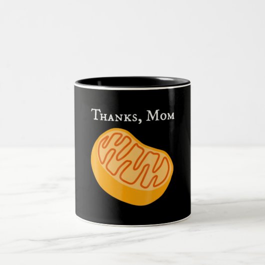 生物学t、ミトコンドリア、感謝してい母、科学 ツートーンマグカップ (中央)