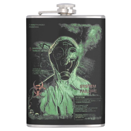 生物廃棄物 – テクノ – ジストピアのストリートウェアデザイン フラスク (正面)