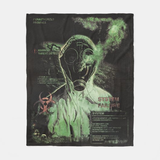 生物廃棄物 – テクノ – ジストピアのストリートウェアデザイン フリースブランケット (正面)