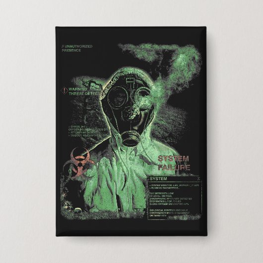 生物廃棄物 – テクノ – ジストピアのストリートウェアデザイン 缶バッジ (正面)