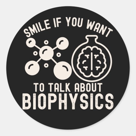 生物物理学もしについて話したいスマイル ラウンドシール (正面)