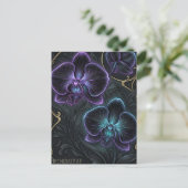 生物発光する紫色のブラックオーキッドの花 ポストカード (スタンド正面)