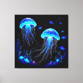 生物発光クラゲ夢 キャンバスプリント (正面)