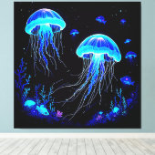 生物発光クラゲ夢 キャンバスプリント (インサイチュ (ウッドフロア))