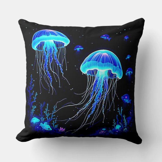 生物発光クラゲ夢 クッション (正面)