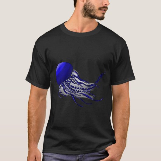 生物発光クラゲ、陰陽クラゲ Tシャツ (正面)