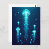 生物発光ブルージェリー 海のゼリー オーシャン ポストカード (正面/裏面)