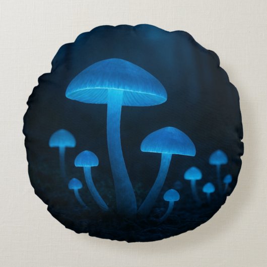 生物発光性キノコ林 ラウンドクッション (正面)
