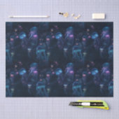 生物発光性クラゲ海繰り返しパターン 薄葉紙 (クラフト)