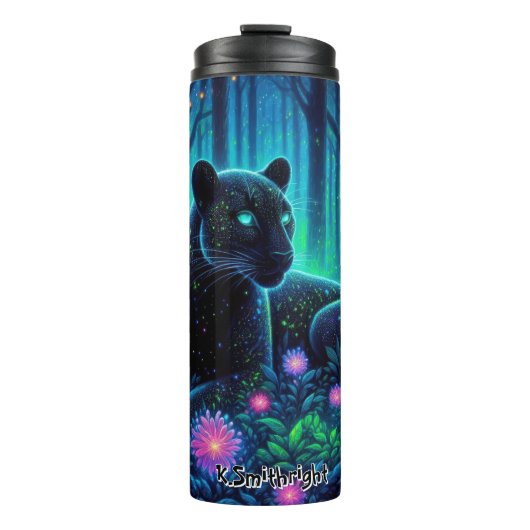 生物発光白熱［赤熱］光を放つの森の中のヒョウ タンブラー (正面)