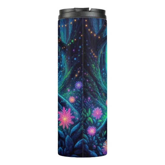 生物発光白熱［赤熱］光を放つの森の中のヒョウ タンブラー (裏面)