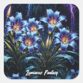 生物発光花ナイトガーデンイラストレーション スクエアシール (正面)