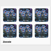 生物発光花ナイトガーデンイラストレーション スクエアシール (シート)