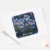 生物発光花ナイトガーデンイラストレーション スクエアシール (封筒)