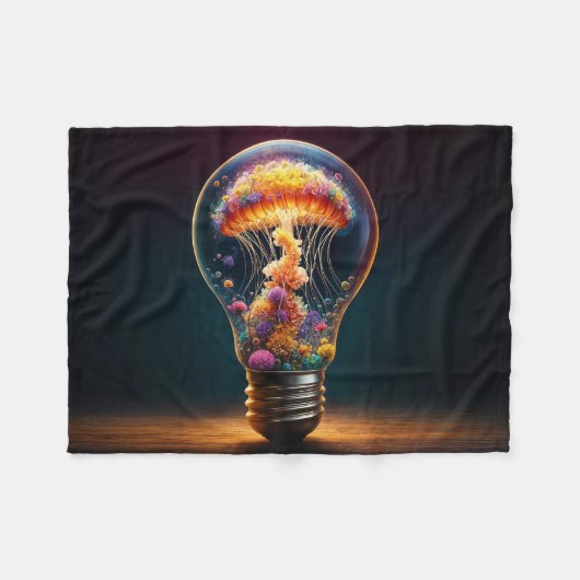 生物発光鮮やかクラゲ電気グロー フリースブランケット (正面(横))