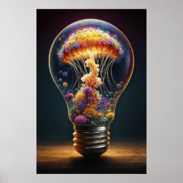 生物発光鮮やかクラゲ電気グロー ポスター