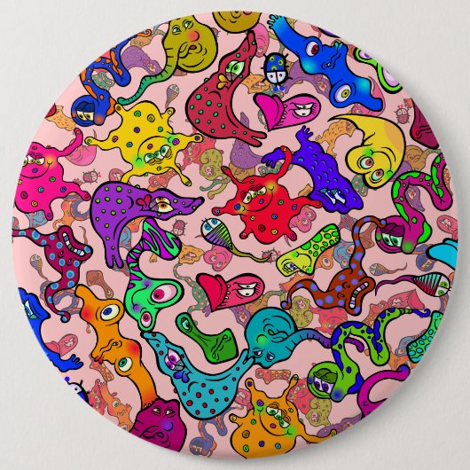 生物的アレルギーの発生の落書きの漫画 缶バッジ (正面)