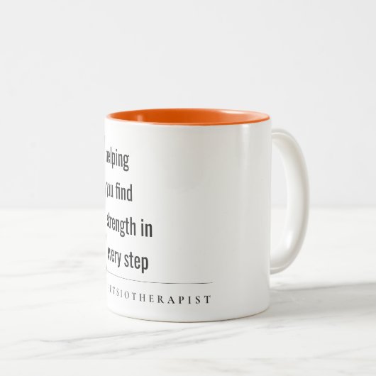 生理モダンミニマルやる気を起こさせる療法士の贈り物 ツートーンマグカップ (正面右)